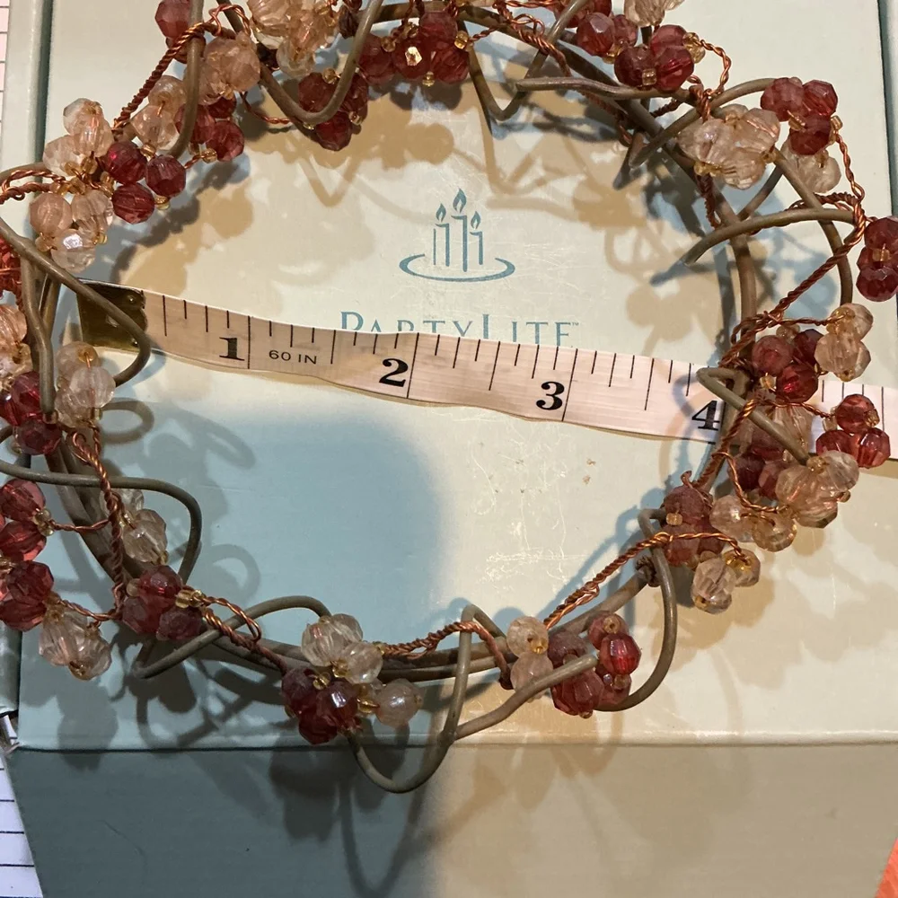 PartyLite Gemstones Beaded Candle Ring 3-4” P7834 — Red Amber Gold, Gift Ready - Picture 9 of 9